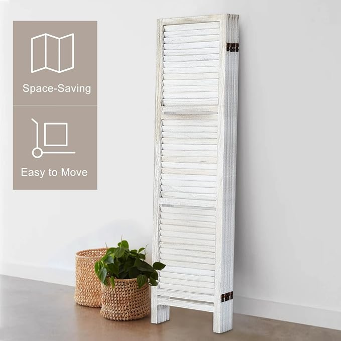 Room Divider with Shelves, Privacy Screen, Room Dividers and Folding Privacy Screens, 4 Panel Wood Temporary Wall Partition Separation Separator, Coconut-Ruum Studio Home