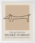 Poster Master Vintage Poster - Retro Minimalist Print - Gift for Artist, Housewarming - Dachshund Dog, Line Drawing, Abstract - Wall Decor for Living Room, Bedroom, 8x10 White Framed-Ruum Studio Home