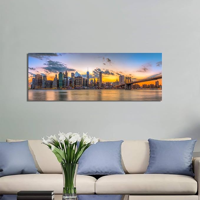 Kalormore New york City Skyline Canvas Wal Art Brooklyn Bridge Picture for Wall-Ruum Studio Home