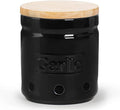 ONTUBE Large Garlic Keeper with Wooden Lid, Ceramic Garlic Holder Storage, Garlic Container for Kitchen, Garlic Saver to Keep Your Garlic Cloves Fresh Longer 4.5-Inch, Black-Ruum Studio Home