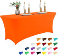 IVAPUPU 8FT Table Cloth for Rectangular Fitted Events Stretch Orange Table Covers Washable Cover Spandex Tablecloth Protector for Party, Wedding, Cocktail, Banquet, Festival-Ruum Studio Home
