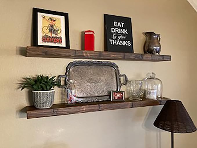 joelsantiques 42 Inch Floating Shelves for Wall - 42x9x2 in - Made of Natural Wood and Easy Install - Heavy Duty Rustic Book Shelves - Perfect for Bathroom, Kitchen, Living Room - Medium Brown-Ruum Studio Home