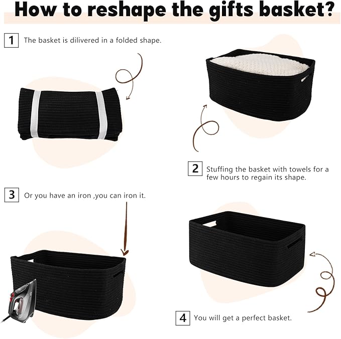 OIAHOMY Storage Basket for Shelves, Closet Cube Storage Bins Baskets for Clothes Blanket Towels, Baby Nursery, Toy Baskets Box, Woven Rope Basket, 15.75*11.81*7.09 IN, 2 Packs Black-Ruum Studio Home