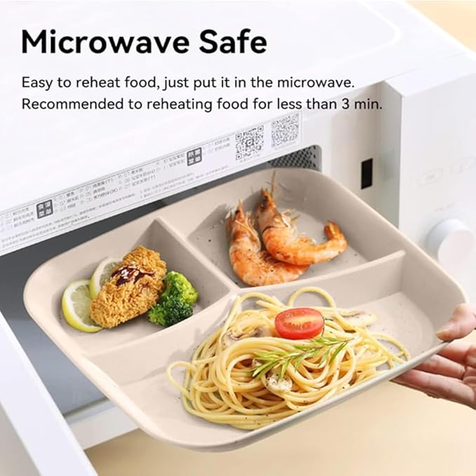 10 Inch Portion Control Divided Plates for Healthy Eating, 4PCS Unbreakable Wheat Straw Dinner Plate BPA Free, Plates for Kids Adults Picnic,Reusable Plates (4 PACK)-Ruum Studio Home