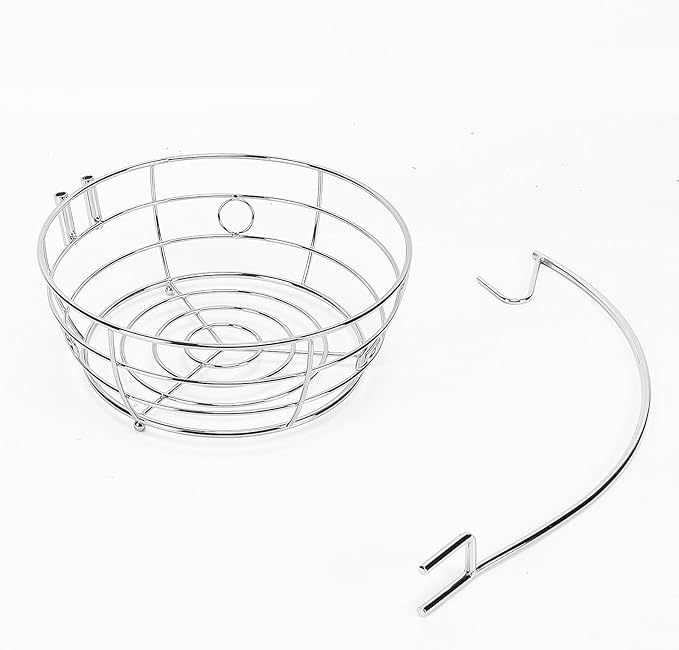 Livabber Countertop Fruit Basket Bowl with Banana Hanger, Modern Standing Fruit Vegetable Bowl Storage, with Banana Tree Holder for Kitchen Dinning Table (Round Metal, Chrome)-Ruum Studio Home