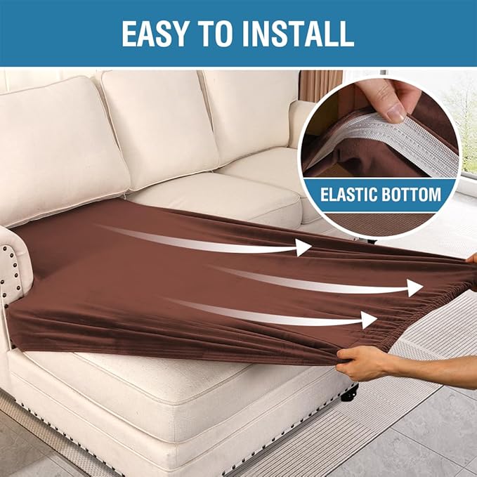 H.VERSAILTEX Velvet Stretch Individual Chaise Cover Sectional Couch Covers for L Shaped Sofa Both Left/Right Furniture Protector Seat Cushion Sofa Cover (1 Piece Chaise Cover, Burnt Brick)-Ruum Studio Home