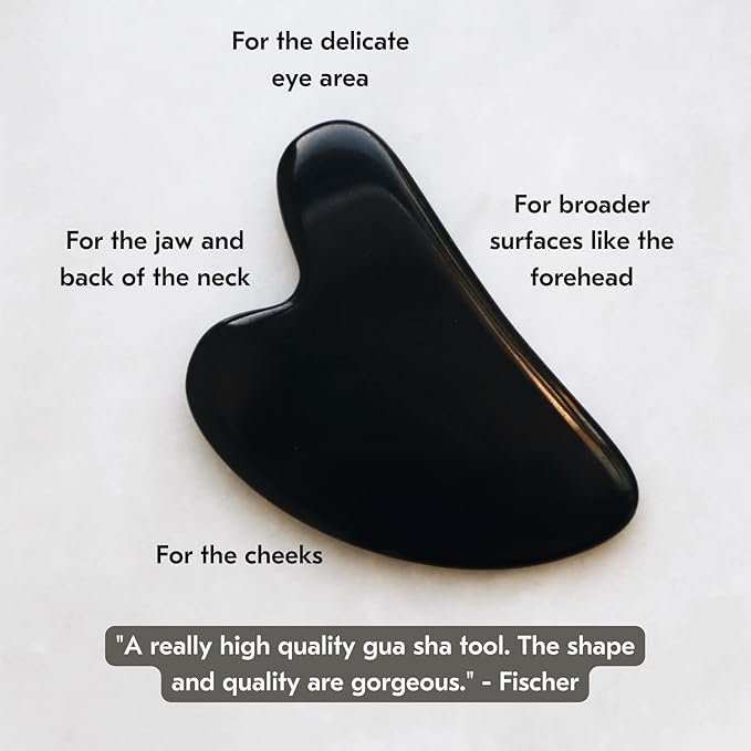 Mount Lai Obsidian Gua Sha Facial Tool – The Stone of Transformation – 100% Genuine Black Obsidian Stone Face Sculpting Tool for Lymphatic Drainage, Puffiness Reduction & Jaw Tension Relief-Ruum Studio Home