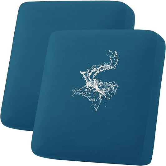 hyha Waterproof Couch Cushion Covers, Stretch Sofa Couch Seat Slipcover for Dog Washable, Non-Slip Waterproof Outdoor Cushion Covers for Patio Furniture Replacement (2 Pieces, Deep Teal)-Ruum Studio Home