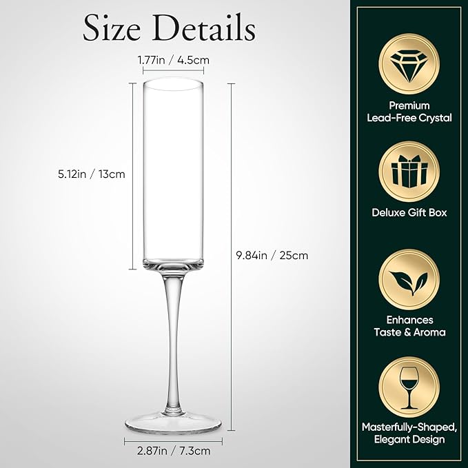 JYB&XY Champagne Flutes Set of 6 Hand Blown Elegant Champagne Glasses With Long Stem Elegant Sparkling Wine Stemware 6.5oz- for Women, Men, Wedding, Anniversary, Christmas, Birthday,Parties-Ruum Studio Home
