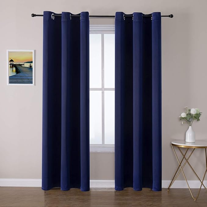 ChrisDowa Blackout Curtains 72 inches Long for Bedroom - 2 Panels Set Grommet Thermal Insulated Room Darkening Curtains for Living Room (Navy Blue, 42 x 72 Inch)-Ruum Studio Home