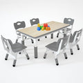 Kids Study Table and 6 Chairs Set,Height Adjustable Table and Chairs for Children and Toddlers,47.2"X23.6"Graffiti Desktop,Suitable for Daycare,Classrooms, Home-Ruum Studio Home