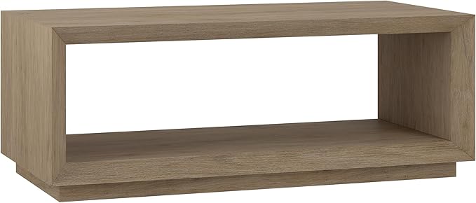 Henn&Hart 48" Rectangular Coffee Table with Open Storage Shelf for Living Room, Family Room, or Office, Antiqued Gray Oak-Ruum Studio Home