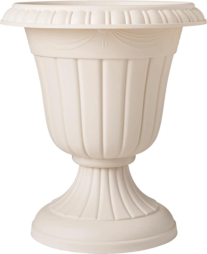 PL20BG Classic Traditional Plastic Urn Planter Indoor/Outdoor, 10" x 12", (Beige)-Ruum Studio Home
