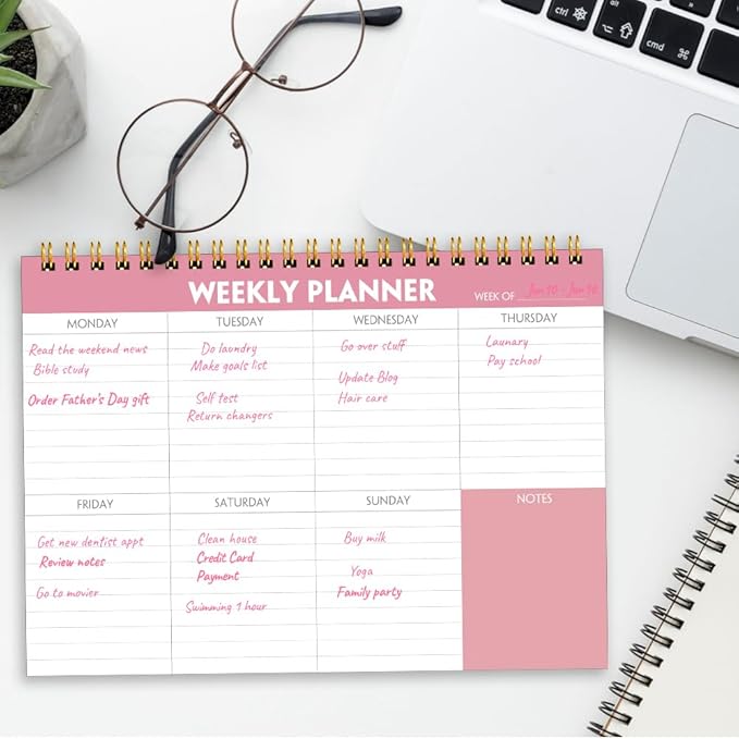 Weekly Planner Notepad - 7" x 10" Weekly Pad Organizers Habit Tracker Journal for Man & Women, 52 Sheets, 100gsm Paper, Undated Weekly To Do List Notepad with Your Life, Pink-Ruum Studio Home