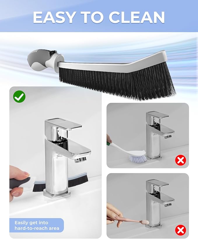 Crevice Cleaning Brushes, Scrub Brush for Hard to Reach Small Space, Home Essentials, Cleaning Supplies, Cleaning Tools for Household Use, Bathroom, Shower, Kitchen, Toilet, Window (3, Green)-Ruum Studio Home