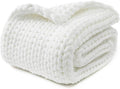 YnM Chunky Throw Blanket, Medium-Weight, Hand Knitted, Skin Friendly, Ventilated and Breathable, Machine Washable, Home Décor Piece for Couch, Sofa and Bed (White, 40x50 Inch)-Ruum Studio Home