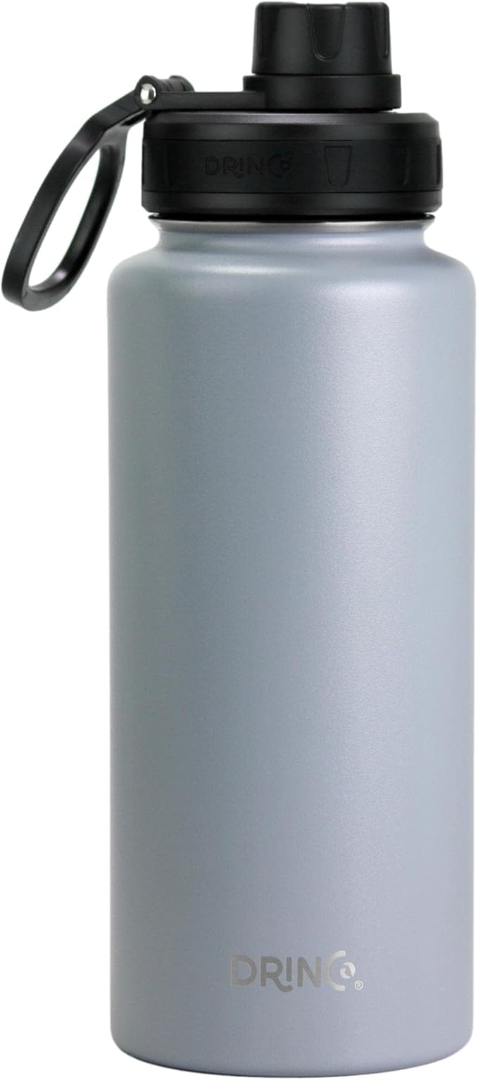 DRINCO Stainless Steel Water Bottle Spout Lid Vacuum Insulated Double Wall Water Bottle Wide Mouth (40oz 32oz 22oz 18oz 14oz) Leak Proof Keeps Cold or Hot (32 oz, 32oz Asphalt Gray)-Ruum Studio Home