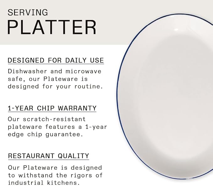 Made In Cookware - Serving Platter - White With Navy Rim- Porcelain England-Ruum Studio Home