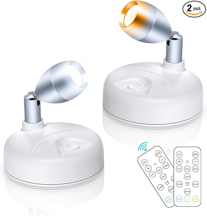 Battery Operated Spotlight Indoor with Remote Warm/Neutral/Cool White 3-Mode Mini Accent Display Light with Dimmer and Timer for Artwork, Picture, Action Figure-Ruum Studio Home
