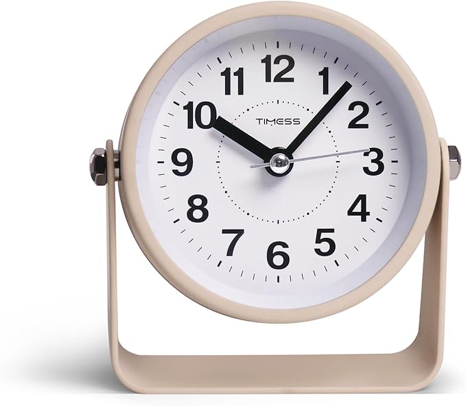 Analog Alarm Clock, Silent Non-Ticking Quartz Movement, Battery-Operated with Snooze & On-Demand Light, Easy to Set Gentle Wake Bedside Desk Clock, Ideal for Home, Travel, Office (Yellow)-Ruum Studio Home