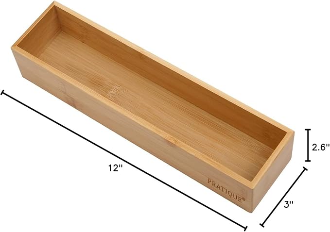 Bamboo Drawer Organizer - Kitchen Utensil Organizer Silverware Tray Cutlery Holder，Office Desk Supplies and Accessories (12x3x2.6 inch)-Ruum Studio Home