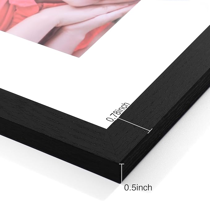 Vittanly 9x12 Picture Frames Set of 9, Shatter Resistant Plexiglass, Display 6x8 Pictures with Mat or 9x12 without Mat, Photo Frames for Wall or Tabletop, Engineered Wood, Black-Ruum Studio Home