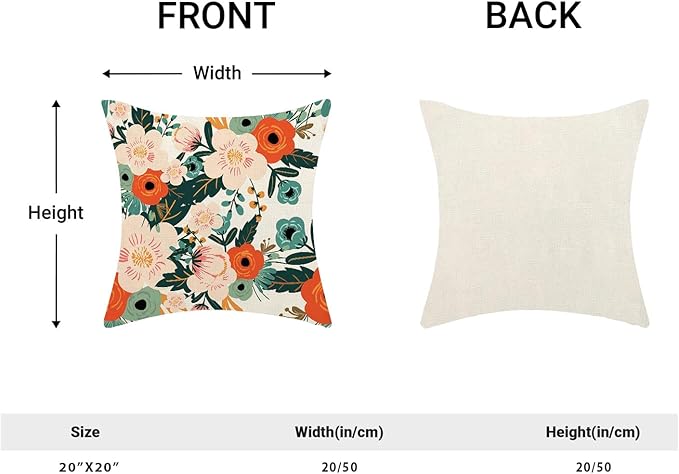 CXMEIFLY Spring Pillow Covers 20 x 20 Inch Set of 2 for Watercolor Flowers Decor Throw Pillows Pink Red Green Plant Floral Outdoor Decorative Cushion Cases for Couch Bed Decorations-Ruum Studio Home