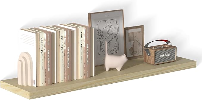 48 Inch Floating Shelf 1 Pack Large Floating Shelves for Wall No Drilling Accessories Included Deep Wall Shelves for Living Room Kitchen Farmhouse 48" W x 12" D x 1.2" Oak-Ruum Studio Home