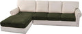 H.VERSAILTEX Velvet Stretch Sectional Couch Covers 4 Pieces Sofa Seat Cushion Covers L Shape Separate Couch Cover for Both Left/Right Sectional Couch (Large Sofa 3 Seater + 1 Chaise, Olive)-Ruum Studio Home