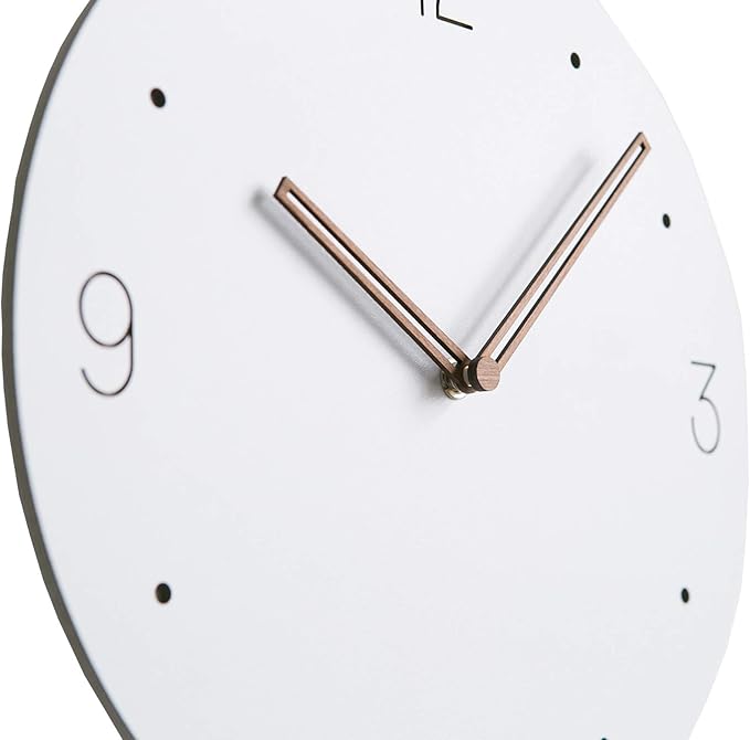 Stephanie Imports Modern Minimalist Wood on White Silent Wall Clock-Ruum Studio Home