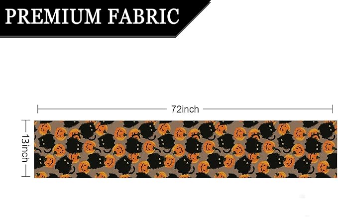 Halloween Table Runner Black Cat Pumpkins Seasonal Kitchen Dining Table Home Outdoor Party Decorations 13x72 Inch-Ruum Studio Home