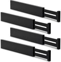Utoplike 4 pcs Bamboo Kitchen Drawer Dividers Large, Adjustable Black Drawer Organizers, Spring Loaded, Works in Kitchen, Dresser, Bathroom, Bedroom, Drawer, Desk, 2.4" H-Ruum Studio Home