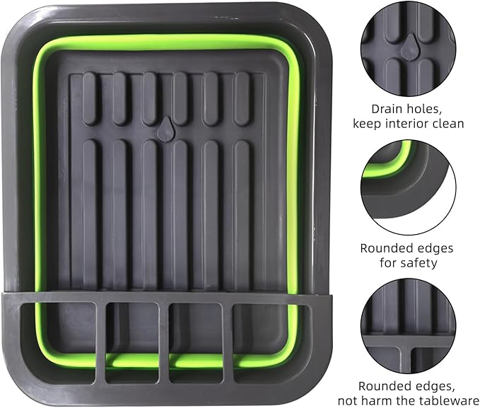 THANSTAR Collapsible Dish Drying Rack for RV Campers Portable Dinnerware Drainer Organizer for Kitchen Travel Trailer-Green-Ruum Studio Home