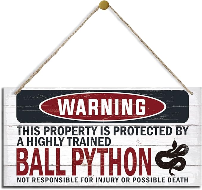 Warning Sign, Ball Python Warning Wood Plaque Sign, Funny Door Signs, Decorative Wood Hanging Suspension Plaque, Farmhouse Wooden Wall Decor, Outdoor Hanging Wooden Signs-Ruum Studio Home