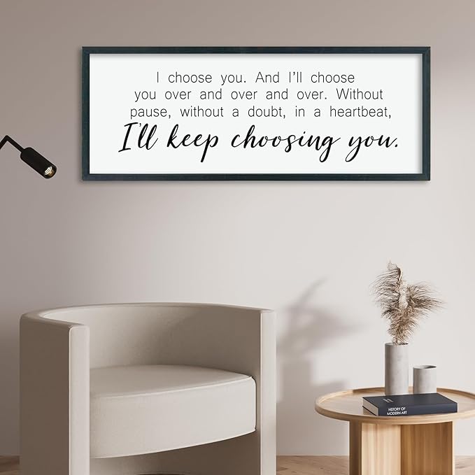 comurdyo I'll Keep Choosing You Sign 40"X15" for Master Bedroom Above Bed Wall Decor I Choose You Large Wood Framed Wall Hanging Art (Black)-Ruum Studio Home