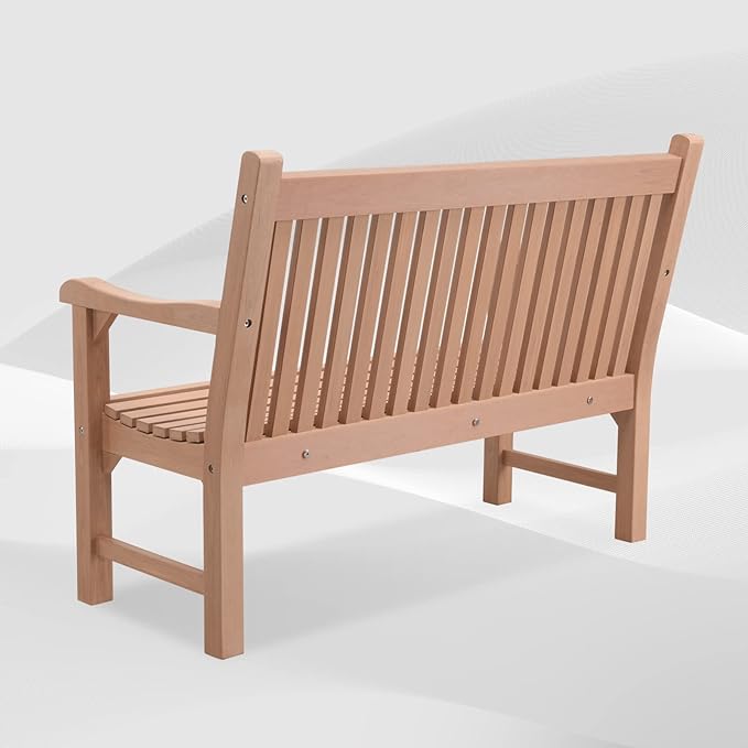 Psilvam 2-Person Poly Lumber Outdoor Bench with 700 Lbs Weight Capacity – Weatherproof Garden Seating for, Balcony Porch & Park, All-Weather Fade-Resistant Patio Furniture (Teak Color)-Ruum Studio Home