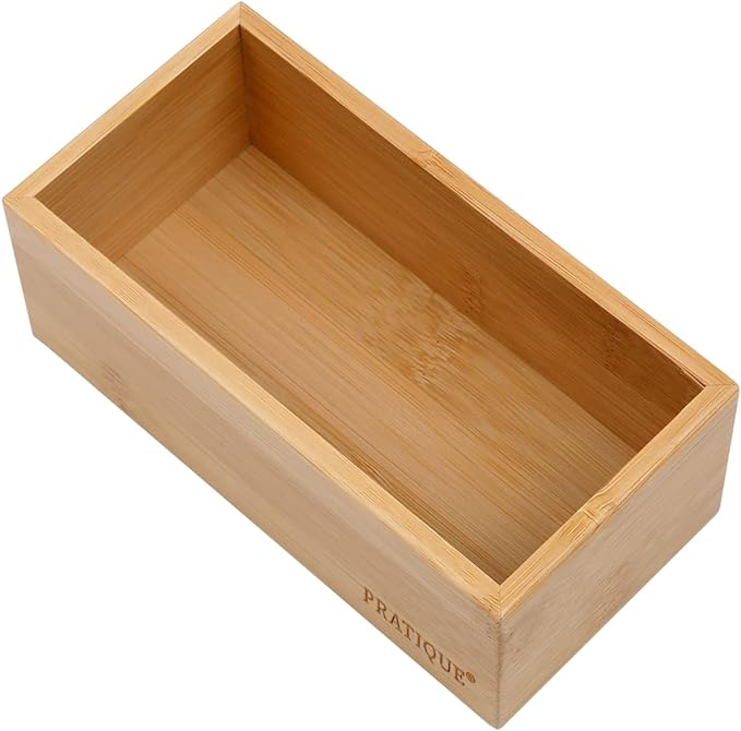 Bamboo Drawer Organizer - Kitchen Utensil Organizer Silverware Tray Cutlery Holder，Office Desk Supplies and Accessories (5.9x3x2.6 inch)-Ruum Studio Home