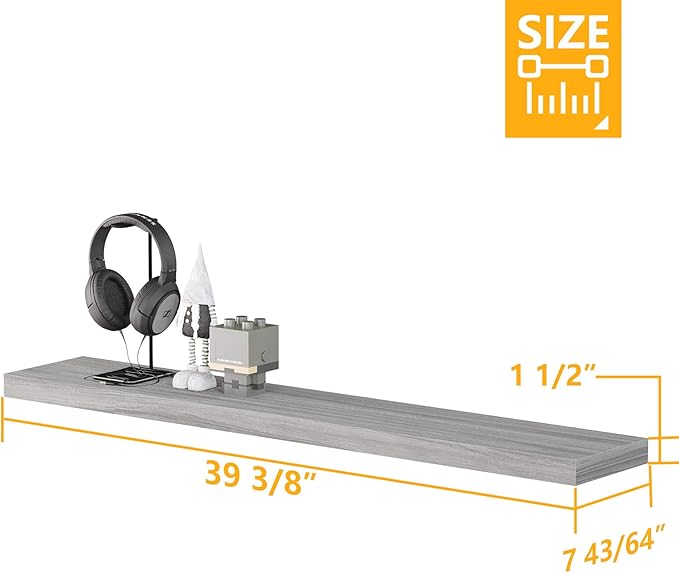 BAMEOS Floating Shelves,40 in W x 8in D Wall Mounted Wooden Shelves with Invisible Brackets Set of 3, Hanging Wall Shelves Decoration for Bedroom, Bathroom, Living Room and Kitchen-Ruum Studio Home
