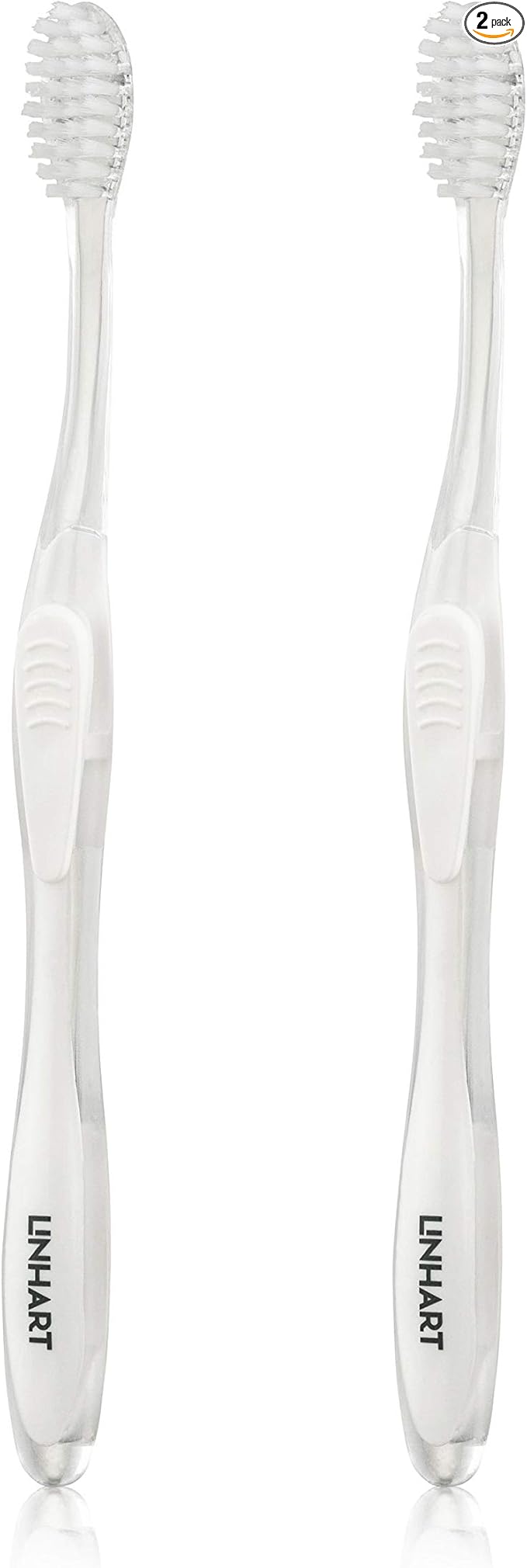 LINHART Extra Soft Toothbrush – Teeth Whitening Toothbrush with Multi Length Bristles, White with White Bristles, 2 Pack-Ruum Studio Home