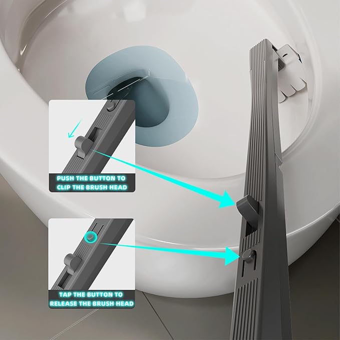 Disposable Toilet Brush with Replaceable Heads, Wall-Mounted Holder, Hygienic Bathroom Cleaning Tool (WhiteToilet Brush + 8 Refills)-Ruum Studio Home