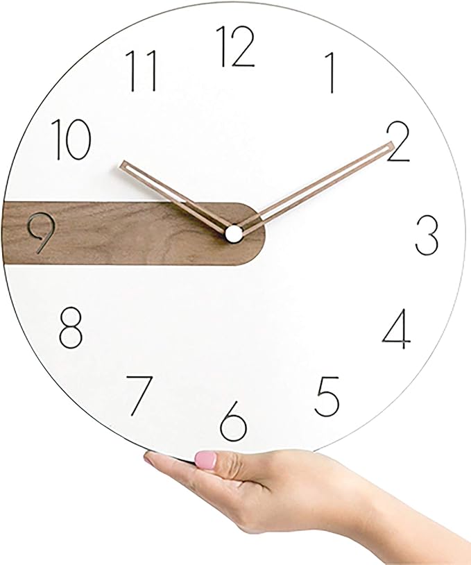 Stephanie Imports Modern Minimalist Exposed Wood Silent Wall Clock (Numerical)-Ruum Studio Home