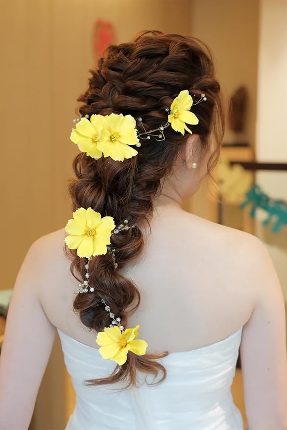 IPOPU Fake Yellow Flowers Artificial Daisies 5PCS Silk Cosmos Fake Daisies Wild Flowers 24.5”Artificial Wildflowers Table Decor for Baby Shower Centerpieces Wedding Bouquet (Yellow)-Ruum Studio Home