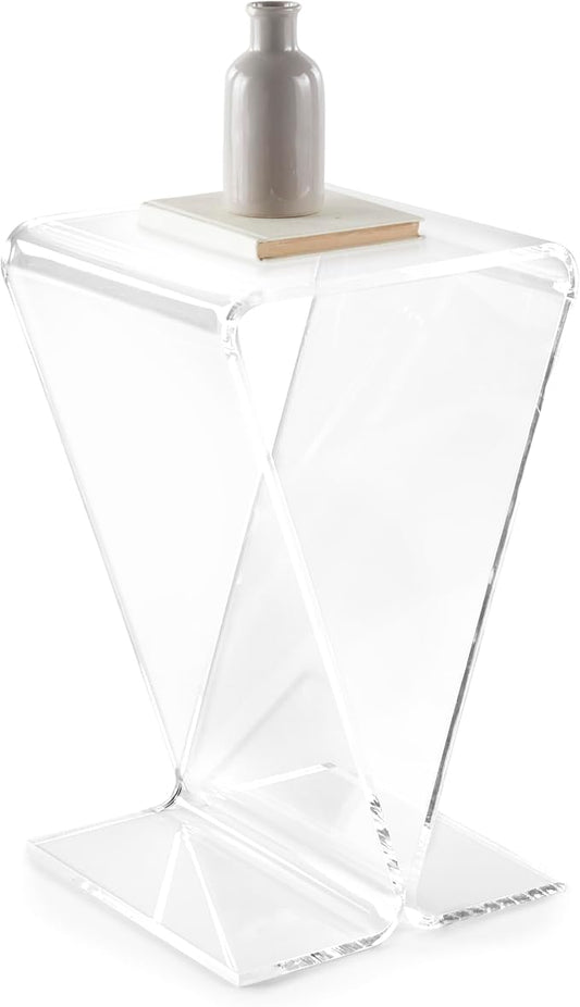 Clarte Acrylic V-Shaped End Table | Side Table for Living Room or Nighstand for Bedrooms | Premium Durable Glass-Like Design-Ruum Studio Home