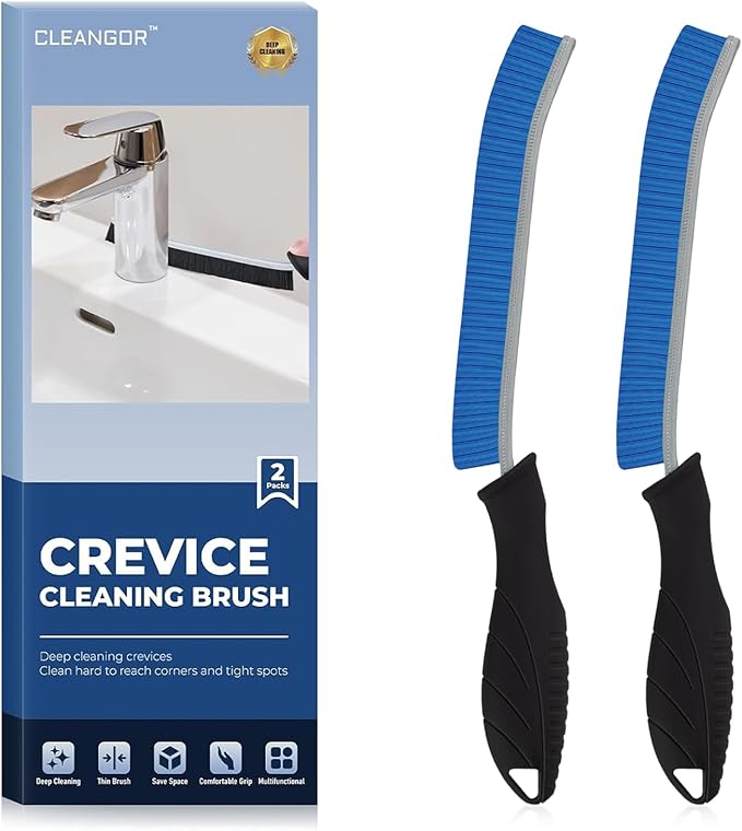 Crevice Cleaning Brushes, Cleaner Scrub Brush Tool for Hard to Reach Tight Space, Home Essentials, Cleaning Supplies for Shower, Bathroom, Kitchen, Toilet, Window-Ruum Studio Home