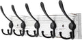 Coat Rack Wall Mount Wooden Hat Rack for Wall Hooks Pine Real Wood Plank 16.9" White Coat Hanger with 5 Black Triple Hooks for Hanging Coat Hat Jacket-Ruum Studio Home