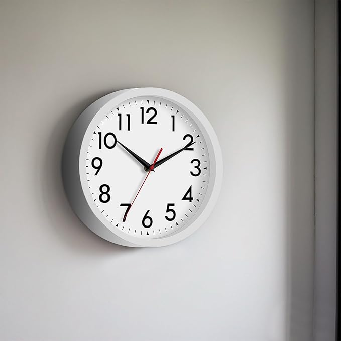 12 Inch Wall Clock Silent Non-Ticking Battery Operated Analog Clock Decorative for Office Kitchen Outdoor Living Room Classroom Bedroom Bathroom School(Black)-Ruum Studio Home