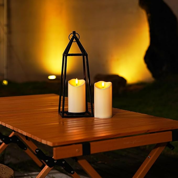 Homemory 6”x3” Outdoor Waterproof Flameless Candles, LED Candles, Battery Operated Candles with Remote and Timers, Electric Fake Plastic Pillar Candles,Dark Ivory, Set of 2-Ruum Studio Home