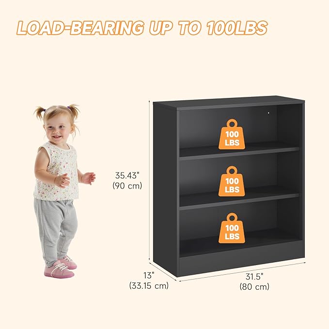 3-Tier Metal Open Shelf Bookcase, Bookcase with Adjustable Shelves, Floor Standing Book Shelf, Freestanding Display Storage Shelves, Curio Cabint Display Case for Small Places/Living Room/Corner-Ruum Studio Home
