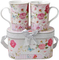 Lightahead Elegent Bone China 2 Coffee Tea Mugs set floral Design in attractive gift box 11 oz each-Ruum Studio Home