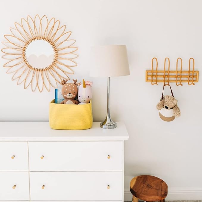OrganiHaus Yellow Basket for Shelves, Decorative Cloth for Organizing, Cotton Rope Storage Basket for Toys, Small Woven Baskets for Storage-Ruum Studio Home